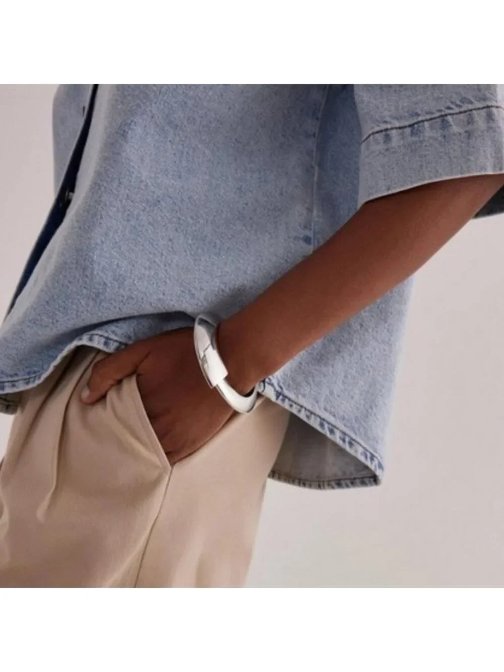 New! Anthropologie Silver Chunky Cuff Bracelet NWOT (1041)